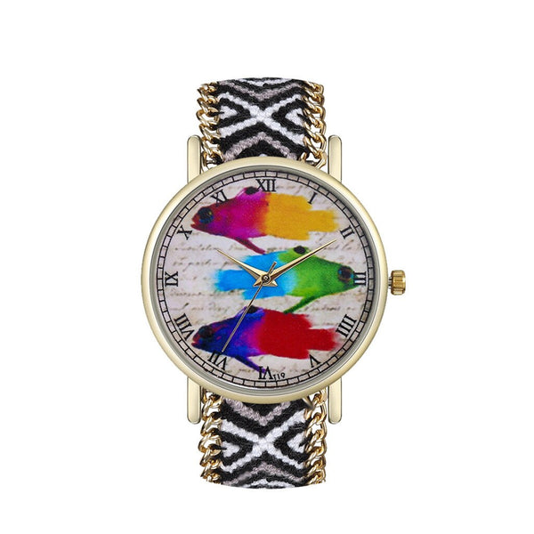Creative Women Watches Multicolour Fish Dial Ladies Quartz Wristwatch Multicolor Strap Fashion Clock Gift Relojes Para Mujer@50
