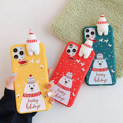 Christmas Cartoon 3D Deer Case For iPhone XR 11 Pro XS Max X Silicone Matte Cover For iphone 7 8 6 S 6S Plus 7 8 Plus Case Bear