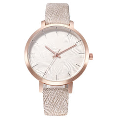 Women Watches Personality Water Wave Dial Analog Quartz Wristwatches Ladies Soild Color Leather Strap Clock Relogio Feminino@50