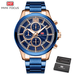 MINI FOCUS Quartz Watches Mens 2019 Top Brand Luxury Analog Watch Military Male Stainless Steel Watch Men Sports Army Waterproof