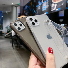 Glitter Powder Transparent Phone Case For iPhone 11 Pro X XR XS Max 6 6S 7 8 Plus Soft Silicone Wrist Strap Bracket Back Cover