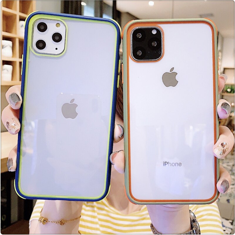 Colorful Shockproof Bumper Transparent Silicone Phone Case For iPhone 11Pro X XS XR XS Max 8 7 Plus Clear protection Back Cover