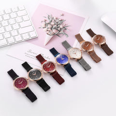 Simple Women Watches Dot Rhinestone Dial Ladies Quartz Wristwatch Magnetic Buckle Belt Strap Clock Gift Dress Relogio Feminino@5
