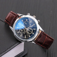 Fashion Men's Watch Leather Belt Sport Luxury Glass Quartz Hour Wristwatch Analog Watch Business Gift Clock 2020 Dropship 1 Pc@
