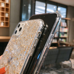 Shiny gold foil Transparent Phone Case For iPhone 11 Pro Max XR XS Max X 8 7 6S Plus Luxury silver foil soft silicone Back Cover