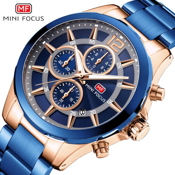 MINI FOCUS Quartz Watches Mens 2019 Top Brand Luxury Analog Watch Military Male Stainless Steel Watch Men Sports Army Waterproof