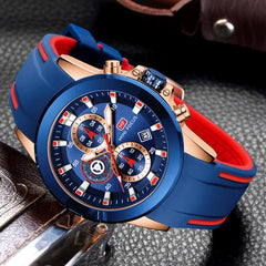 MINI FOCUS Chronograph Military Watch Men Sports Watches Mens 2019 Luxury Brand Golden Blue Silicone Men's Watch Wrist Quartz