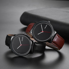 Casual Quartz Clock Round Dial Three-pin Trend Leather Strap Scale Watch Fashion Men's Watches Reloj Hombre
