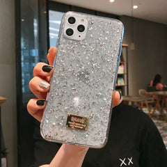 Shiny gold foil Transparent Phone Case For iPhone 11 Pro Max XR XS Max X 8 7 6S Plus Luxury silver foil soft silicone Back Cover