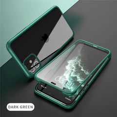 Double-Sided Tempered Glass Phone Case For iPhone 11 11 Pro Max XR XS Max X Soft Silicone edge Transparent Shockproof Hard Cover