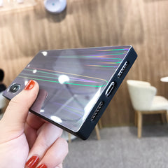 Silicone Shockproof Bumper Rainbow Shining Phone Case For iphone 7 8 6 6sPlus square Laser case For iPhone X Soft TPU Back Cover