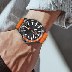 MINIFOCUS Army Military Watch Men Fashion Men's Watches Quartz Watches For Men Clock Luxury Brand Blue Rubber Strap Date Display