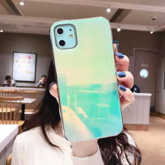 ins Style Laser Gradient aurora Phone Case For iPhone 11 11Pro Max XR XS X XS Max 7 8 6 6S Plus Tempered glass hard Back cover