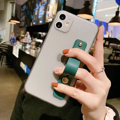 Shockproof Bumper Transparent Phone Case For iPhone 11 Pro X XR XS Max 8 7 6 6S Plus Clear Soft TPU Wrist strap stand Back Cover