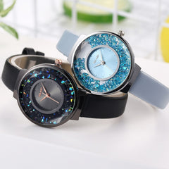 2019 Hot Watches Women Analog Luxury Glass Gemstone  Ladies Casual Clock Dress Quartz Wristwatch Leather Strap Zegarki Damskie@5