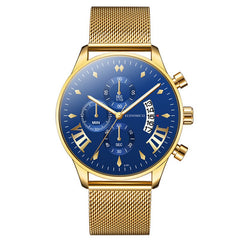 Luxury Fashion Mens Business Watches Men Casual Calendar Watch Stainless Steel Mesh Belt Quartz Wristwatch relogio masculino