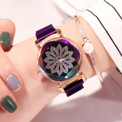 Luxury Women Watches Fashion Elegant Magnet Buckle Ladies Wristwatch Starry Sky Rhinestone Gift Clock Dress Relogio Feminino@50