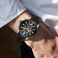 MINI FOCUS Chronograph Military Watch Men Sports Watches Mens 2019 Luxury Brand Golden Blue Silicone Men's Watch Wrist Quartz