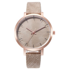 Women Watches Personality Water Wave Dial Analog Quartz Wristwatches Ladies Soild Color Leather Strap Clock Relogio Feminino@50