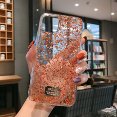 Shiny gold foil Transparent Phone Case For iPhone 11 Pro Max XR XS Max X 8 7 6S Plus Luxury silver foil soft silicone Back Cover
