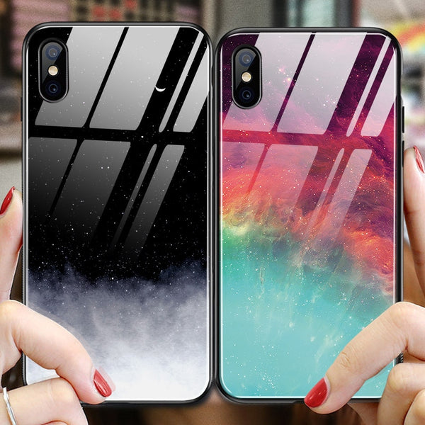 Phone Case on For iPhone 6 6S Plus 7 8 Plus Coque Tempered Glass Soft Silicone Shockproof Cover Case For iPhone X XR XS MAX