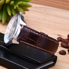 Fashion Men's Watches Simple Letters Casual Leather Waterproof Quartz Wristwatches Man Clock Montre Homme