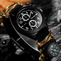 Outdoor Military Table Nylon Woven Color Rope Men's Watch Relogio Masculino Double Dial Digital Compass Dial Men Clock