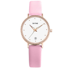 Creative Women Watches Dot Golden Border Dial Ladies Quartz Wristwatch Simple Leather Strap Clock Fashion Gift Zegarki Damskie@5