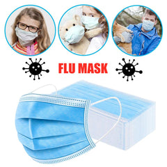 50pcs 3 Layer Disposable Protective Face Mouth Masks Anti PM2.5 Dustproof Facial Protective Cover Safety Masks