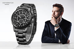 Luxury Watch Men Male relogio masculino Men's Business Watch Fashion Black Relojes Full Steel Wristwatch erkek kol saat DropShip