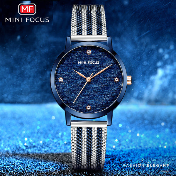 MINIFOCUS Womens Watches Top Brand Luxury Women Watch 2020 Simple Blue Watch Ladies Quartz Female Wristwatch Hand Clock Casual