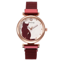 2020 Women Watches Simple A Watch Magnet Buckle Cute Cat Ladies Analog Quartz Wristwatches Magnet Buckle Gift NEW Montre Femme*M