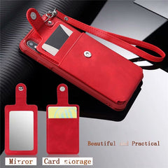 Mirror PU Leather Multi Card Holders Case For iPhone XR XS Max Case Back Cover Card Wallet Retro For iPhone 6 6s 7 8 Plus X Case