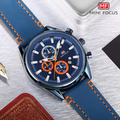 MINI FOCUS Luxury Brand Sport Watches For Men Analog Date Quartz Big Watch Men Leather Clock Male Military Men Watch Waterproof