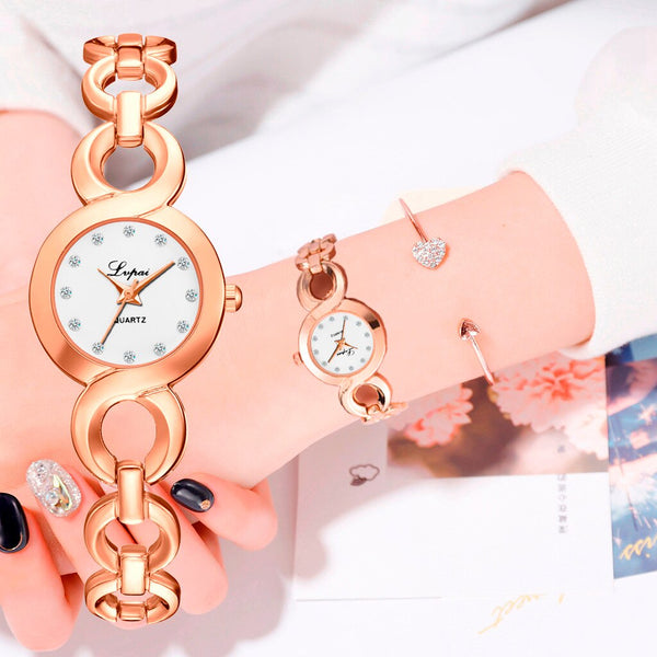 Luxury Women Watches Rhinestone Dot Dial Ladies Casual Quartz Wristwatch Hollow Bracelet Strap Clock Gift Relojes Para Mujer@50