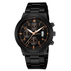 Luxury Geneva Steel Belt Watches Three-eye Six-needle with Calendar Men's Watch Business Casual Male Clock Relogio Masculino