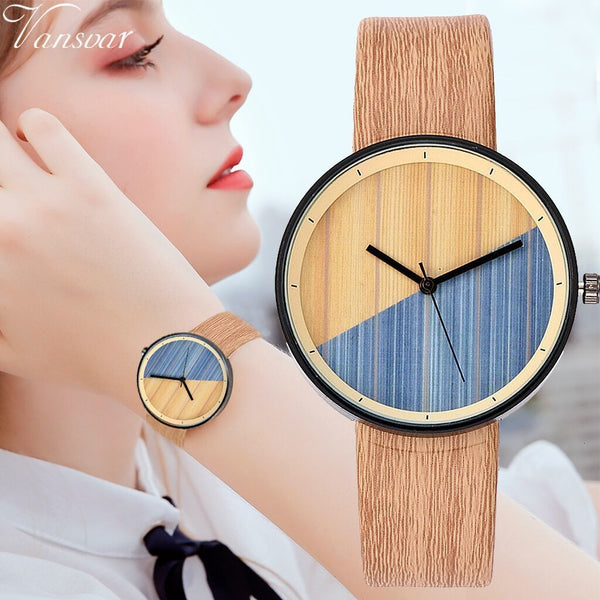 Women Watches Lovers' Wood Dial Men Watch Leather Band Handmade Analog Quartz Wristwatch Couple Gift Clock Erkek Kol Saati*M