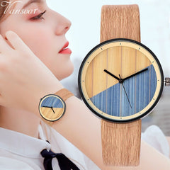 Women Watches Lovers' Wood Dial Men Watch Leather Band Handmade Analog Quartz Wristwatch Couple Gift Clock Erkek Kol Saati*M