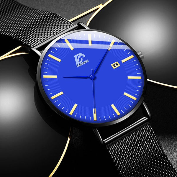 Reloj Hombre 2020 Luxury Mens Fashion Business Minimalist Watches Ultra Thin Stainless Steel Mesh Belt Analog Quartz Wrist Watch