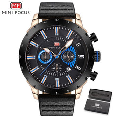 MINI FOCUS Famous Wristwatch Mens Watches Top Brand Luxury Male Clock Leather Quartz Watch Men Military Amry Relogio Masculino