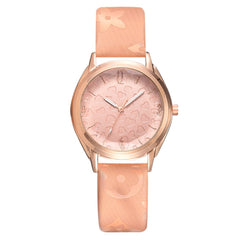 New Fashion Watches Women Gold Frame Dial Ladies Casual Quartz Wristwatch Solid Color Flower Leather Strap Clock Reloj Mujer @50