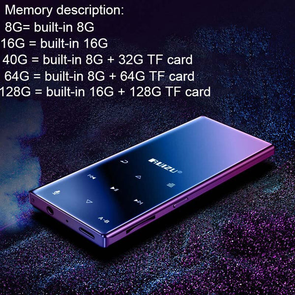 Original ruizu d29 New Bluetooth MP3 Player Lossless HiFi Music Player Portable Audio 8GB Built in Speaker FM Radio E-book Clock