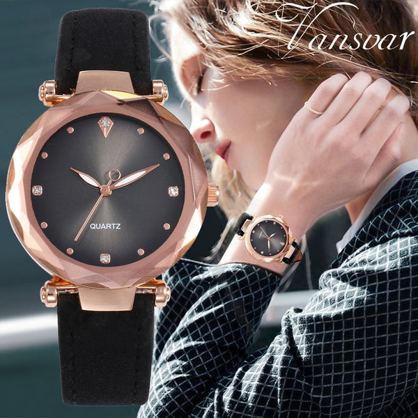 Luxury Women Watches Dot Irregular Dial Ladies Quartz Wristwatch Solid Color Leather Strap Business Style Clock Montre Femme@50