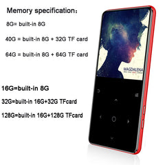 New Bluetooth Sport MP3 Player Touch Screen Portable Audio 16GB with Built-in Speaker FM Radio APE Flac 2.4" Screen Music Player