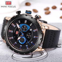 MINI FOCUS Famous Wristwatch Mens Watches Top Brand Luxury Male Clock Leather Quartz Watch Men Military Amry Relogio Masculino