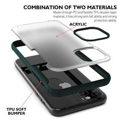 Case for iPhone 11 Pro Max XR Xs 7 8 6 6s Plus Matte Transparent Crystal PC Back Cover with Rubber TPU Bumper Shockproof Case