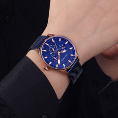 MINI FOCUS Wrist Watch Men Top Brand Luxury Famous Male Clock Mens Watches Quartz Calendar Stainless Steel Mesh Strap Relogio