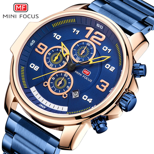 MINI FOCUS Chronograph Watch Men Sports Watches Mens 2019 Quartz Wristwatch Luxury Brand Business Stainless Steel Clock Male Hot