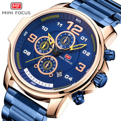 MINI FOCUS Chronograph Watch Men Sports Watches Mens 2019 Quartz Wristwatch Luxury Brand Business Stainless Steel Clock Male Hot
