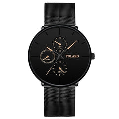 2020 Fashion Mens Business Blue Stainless Steel Mesh Belt Quartz Wrist Watch Luxury Men Ultra Thin Casual Classic Watch